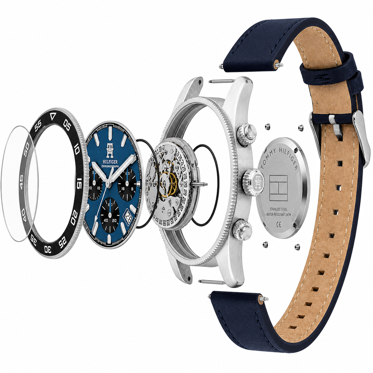Tommy Hilfiger TH85 Men’s Chronograph Watch – Blue Dial & Navy Leather Strap 1792187