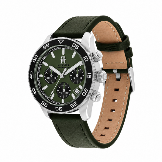 Tommy Hilfiger TH85 Men’s Chronograph Watch – Green Dial & Green Leather Strap 1792188
