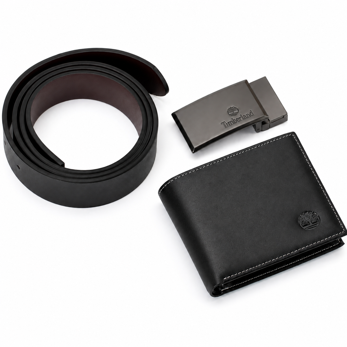 Timberland Men’s Genuine Leather Wallet & Belt Gift Set – Black