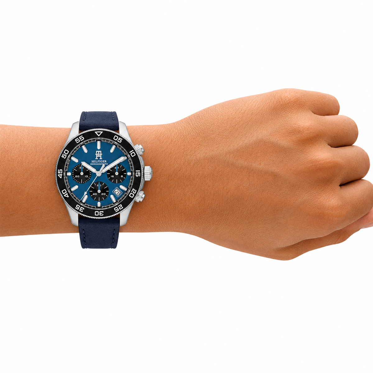 Tommy Hilfiger TH85 Men’s Chronograph Watch – Blue Dial & Navy Leather Strap 1792187