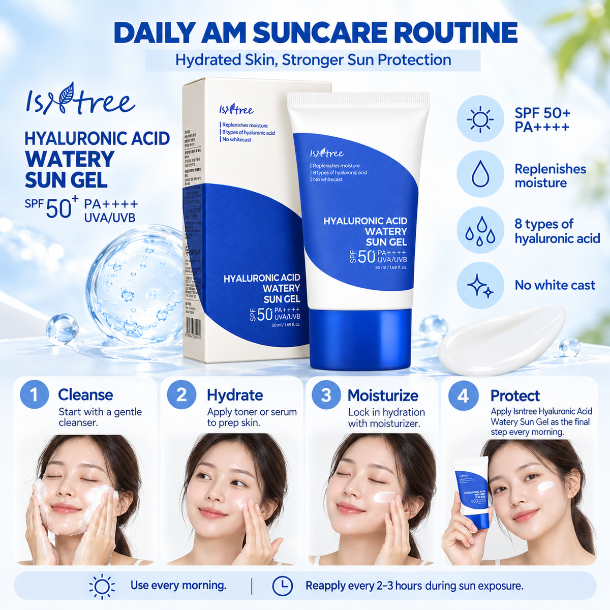 Hyaluronic Acid Watery Sun Gel SPF50+ PA++++ - Isntree