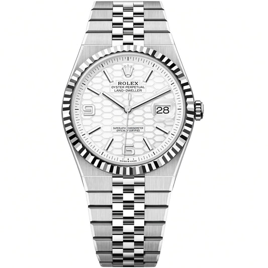 Rolex Land-Dweller 40mm White Rolesor – Honeycomb Dial