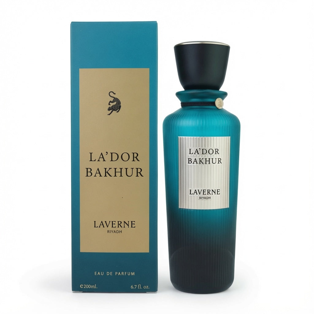 La'Dor Bakhur perfume bottle and packaging on a white background